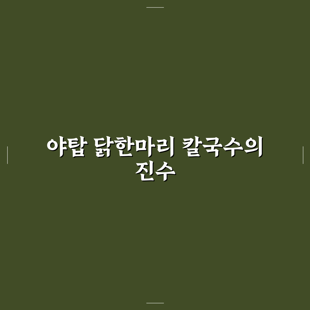 야탑 닭한마리 칼국수 맛과 품질 비교 분석 가이드
