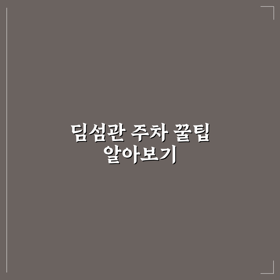 딤섬관 주차 가이드와 5가지 주요 체크포인트 분석