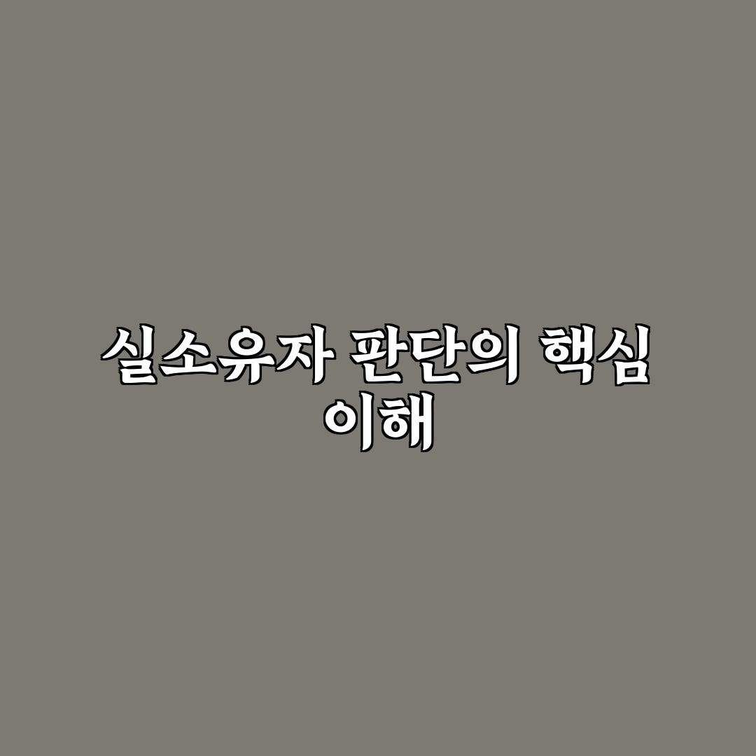 실소유자 여부 판단 기준과 주요 체크포인트 분석