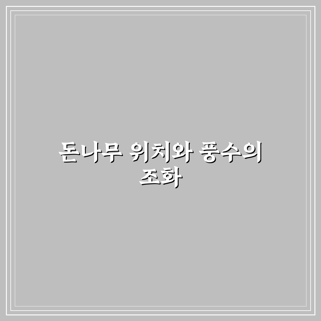 돈나무 액자 위치 풍수 5가지 기준과 배치 가이드