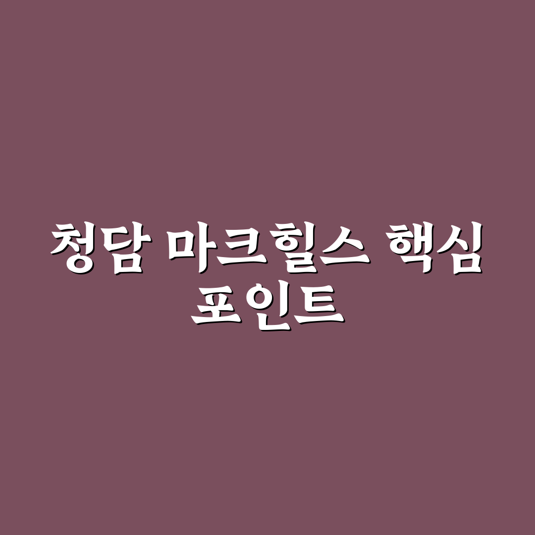청담 마크힐스 비교 분석과 선택 기준 총정리